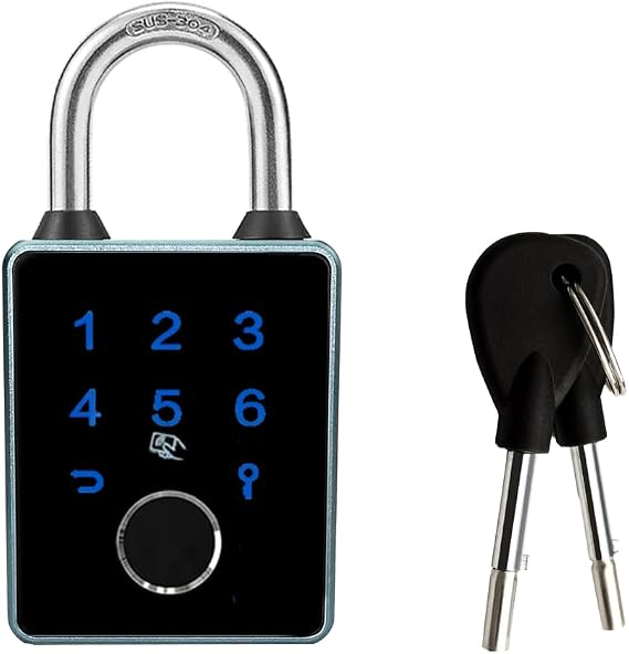 Combination Padlock,Fingerprint Bluetooth Padlock, Mobile APP, Smart Padlock, Touchscreen,Water Resistant, Suitable for Gym,Outdoor,Warehouse, Sports,Suitcase, Bike, School, Fence and Storage