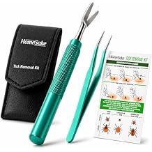 Homesake Tick Remover Tool and Tweezer Set for Humans- Pets Stainless Steel Cat and Dog Tick Removal Kit w/Storage Pouch Safe Tic Control Puller for Complete Removal of Big and Small Ticks (2 Pack)