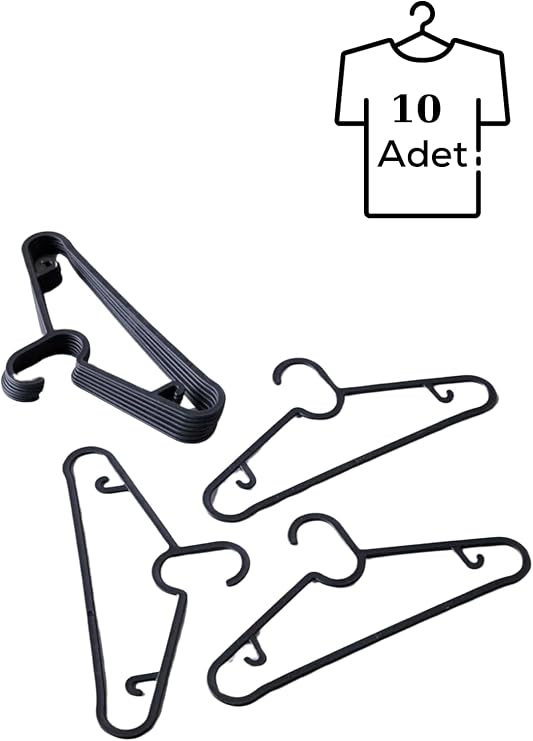Mithra Life 10 Adet Dolap İçi Elbise Askısı,Pantolon,Gömlek,Ceket,Etek Askısı,Gardrop İçin Slim Plastik Askı (10 Adet) MIT1128