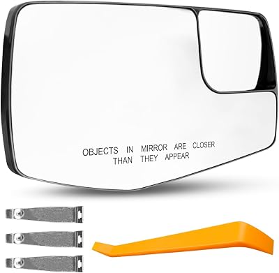 84309708 Right Passenger Side Heated Mirror Glass Fit for Chevy Sliverado 1500 GMC Sierra 1500 2019-2024, Replace GM1324159, Side Mirror Glass with Backing Plate
