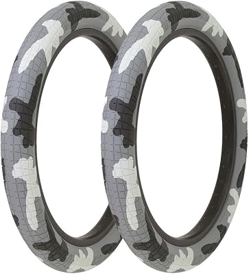 Bicycle 20 x 2.30 BlackLight-GrayWhite Army Mix Camo 2 Tires AL-2182 Smooth Semi-Slick BMX Style Tread | Two Tire