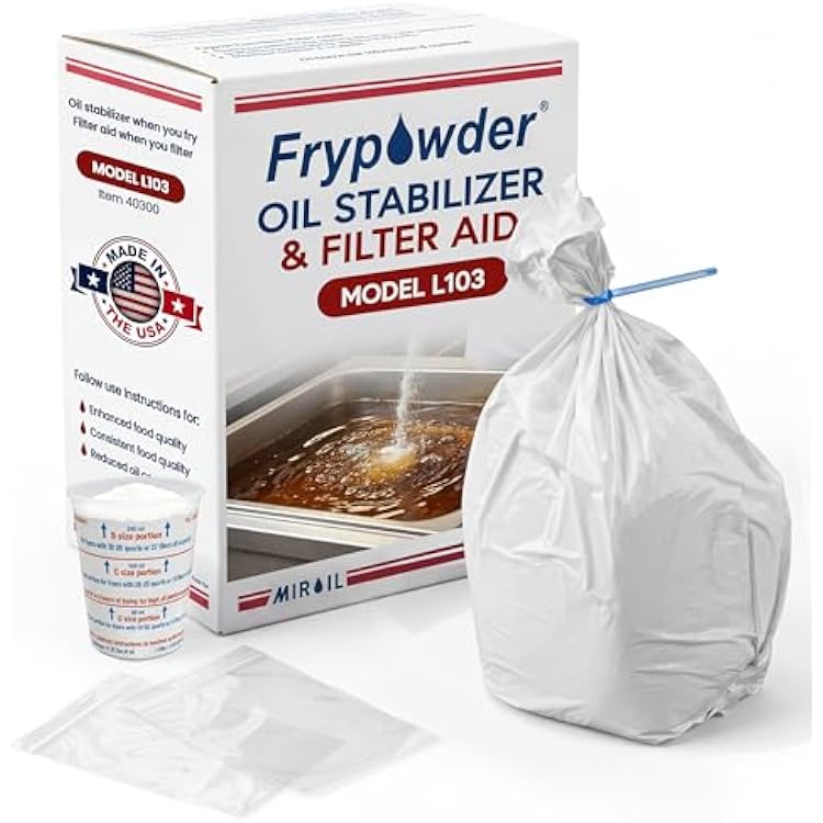 MirOil L103 Fry Powder Oil Stabilizer - 3 Gallon - Filter Aid for Cleaner Frying Oil - Better Tasting Food, Extended Cooking Life - Reduced Grease Buildup - Bulk FryPowder Fryer Cleaner 1 x 3 Gal