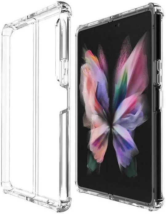 Ehr. Samsung Galaxy Z Fold 3 Uyumlu Darbe Önleyici Sararmaya Dayanıklı Airbag Korumalı Ultra Slim TPU Şeffaf Silikon Kılıf (Şeffaf, Samsung Galaxy Z Fold 3)