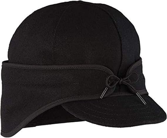 Stormy Kromer The Rancher Cap, Black, Size 6 7/8 | Wool Winter Hat for Men, Fleece-Lined Insulated Earflap, Thinsulate Crown, Outdoor Cold Weather Cap, Six-Panel Design