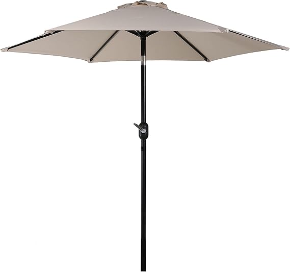 Sunnydaze Outdoor Patio Umbrella with Tilt & Crank, Beige, 7.5ft | Powder-Coated Aluminum Pole, Wind & Weather Resistant, Vented Large Outdoor Umbrella for Patio or Pool, Table Market Umbrella