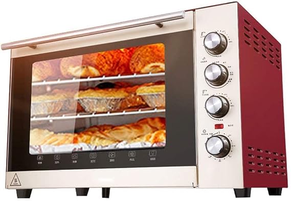 Mini 70L Oven with Temperature Setting 100-250C and 0-120 Mins Timer, 1500W Three-Layer Glass Door Oven Oven Red Commodity Code: LXJ-70 Aesthetic and l