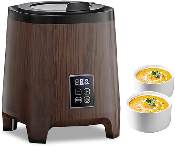 Commercial Soup Warmer,10.5 Quart Electric Large Soup Kettle Stainless Steel Insert Pot Keep Warm for Soup, Gravies, Stews,Cheese (Wooden)