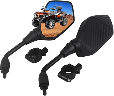 Motorcycle Mirrors,HKOO Universal Hawk-eye Motorcycle Convex Rear View Mirror - with 10mm Bolt, Handle Bar Mount Clamp Compatible with Cruiser, Suzuki, Honda, Victory and More