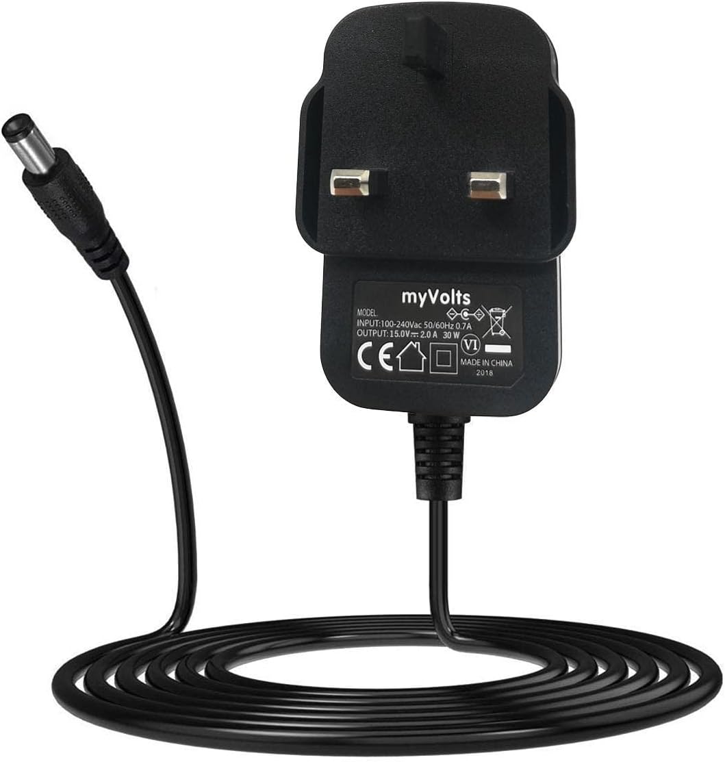MyVolts 15V power supply adaptor compatible with Yamaha THR5, THR5A Amplifier - UK plug