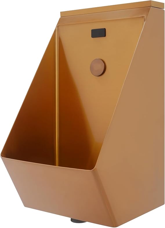 Wall Mounted Sensor Urinal, 304 Stainless Steel Automatic Sensor Urinal Toilet for Men's Bathroom, Anti-Odor Design, Vertical Drainage (Rose Gold)