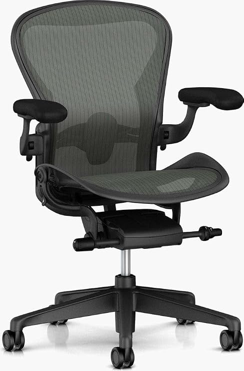 Heman MiIIe Aeron V2 Chair (Remastered) Fully Loaded with Lumbar Support, Graphite/Carbon, Size B (Open Box)
