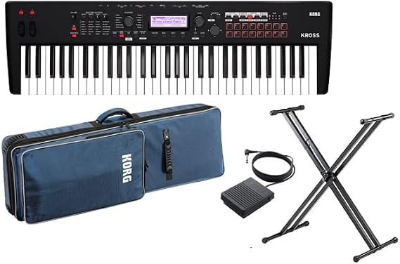 KORG Synthesizer Workstation KROSS 2 61 Keyboard Model Super Matte Black KROSS2-61-MB Entry Pack