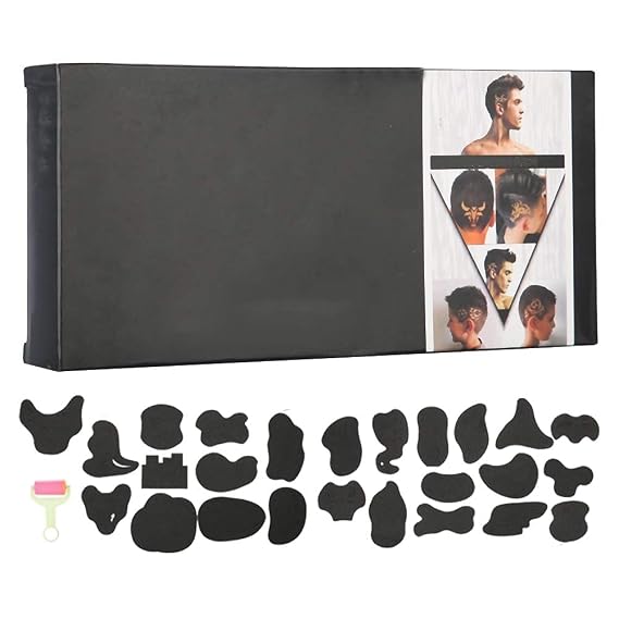 25 /Set Tattoo Patterns Template, Tattoo Carved Hair Trimmer Carved Tattoos Patterns Stencil DIY Salon Barber Tools for Men or Women