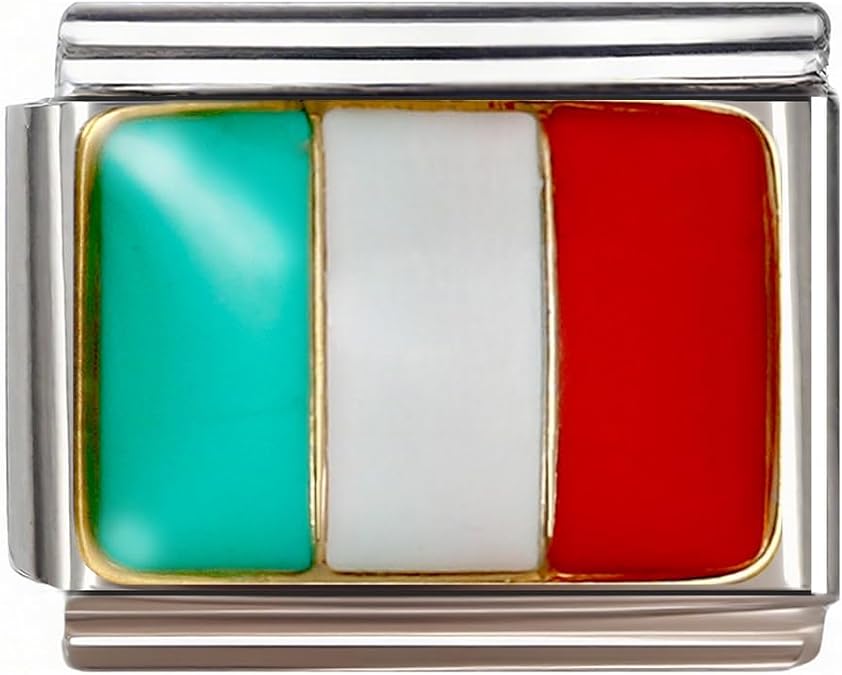 9mm Charm for Italian Charm Bracelet, Stainless Steel DIY Jewelry Chain Links,Flag