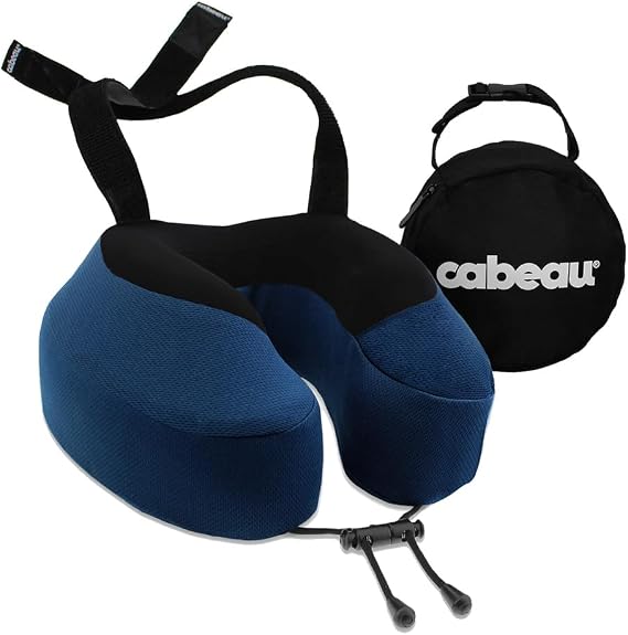 Cabeau Evolution S3 Travel Pillow Straps to Airplane Seat Ensures Your Head Wont Fall Forward Relax with Plush Memory Foam Quick-Dry Fabric Keeps You Cool and Dry (Indigo)...