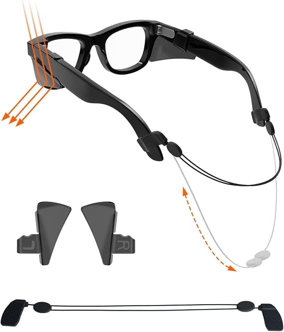 Safety Glasses Side Shields & Eyeglass Strap for Ray-Ban Meta Smart Glasses