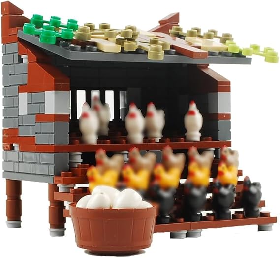 NW2 NW Farm Building Blocks Park Sencery Accessories Plant Set Building Bricks Kit DIY Building Set Compatible All Major Brands (Chicken coop#1)