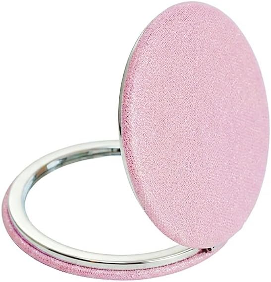 Mini Round Folding Mirror Travel Compact Mirror for Women, Portable Cosmetic Mirrors for Purse (Macaron Pink)