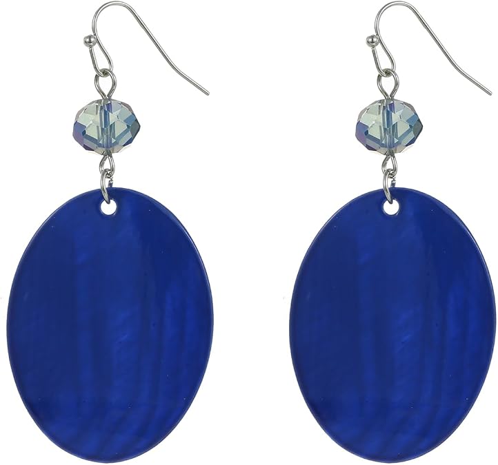 Geometric Dangle Earrings for women Oval Shape Shell Beads Drop Earrings