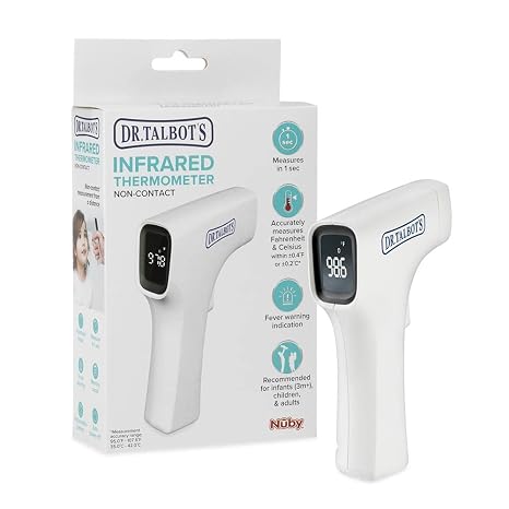 Dr. Talbot's Easy Handle Non-Contact Infrared Thermometer | Led Screen - Fever Warning Indicator - White