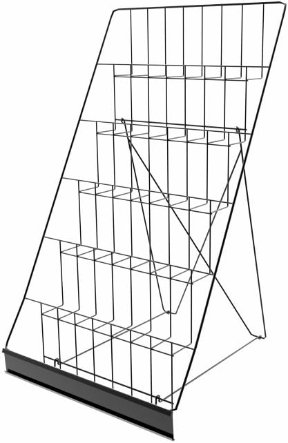 FixtureDisplays 6-Tiered 18" Wire Display Rack for Tabletops, 2.5" Open Shelves, with Header - Black119352 119352