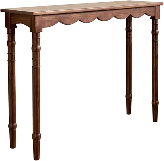 Brown Sofa Table, Console Table with Rounded Three-Dimensional Column Foot, Couch Table with Top Open Storage Area, for Hallway, Foyer, Corridor, Office(53.5in/136cm)