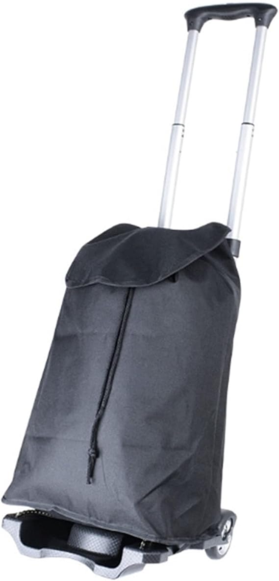 TOMYEUS Utility Carts Aluminum Alloy Trolley Trailer Folding Hand-Carried Shopping and Grocery Shopping Luggage Cart with Black Cloth Bag Shopping Cart