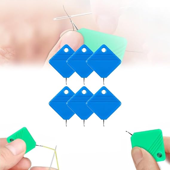 Automatic Needle Threader Sewing Machine Needle Threader DIY Needle Threader for Sewing Projects Fits All Needle Sizes (Blue 6 PC)