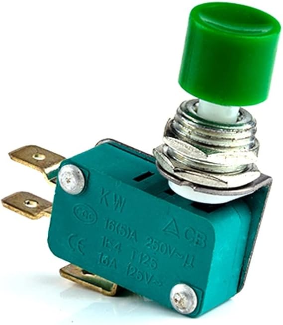 DS-438 DS-438 Momentary Red/Green Push Button Actuator Micro Limit Switch 12mm Push Button Switch 6.3mm Contact (Color : DS-438-Green)