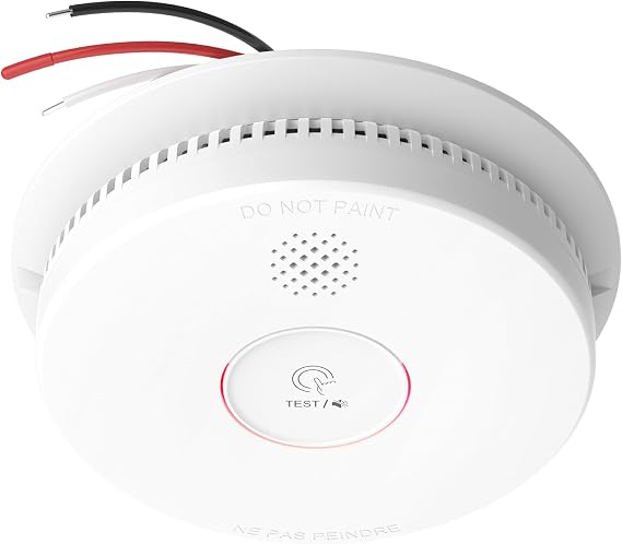 Siterlink Hardwired Interconnected Smoke Detectors,Photoelectric Smoke Alarm with 9V Battery Backup,Test/Silence Button, Hard Wired Fire Alarm for Home GS562A 1pack