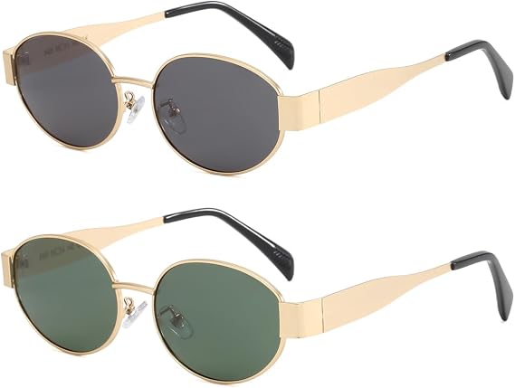 Dollger Polarized Oval Sunglasses for Women Trendy Small Metal Frame Sunglasses Retro Classic Designer Shades