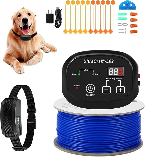 Basic In-Ground Pet Fence - Underground Dogs Fence System, Electric Wireless System,Training Collars for Dog Over 20lb, (for 1 Dog)