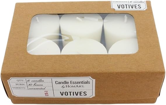 HomArt Unscented Votive Wax Candles, Ivory, 6-Pack