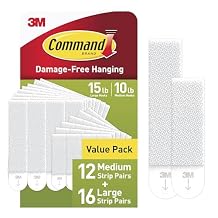 Command 15 lb & 10 lb Large and Medium 28 Pairs Picture Hanging Strips (56 Strips), Damage-Free Hangers for Picture Frames, No Tools Required, Great for Home Room Wall Decor, White Adhesive