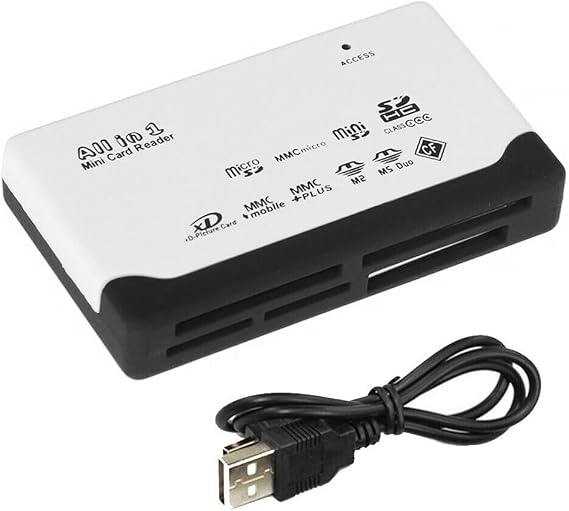Multibao All in One Multi Card Memory Reader Adapter for Micro SD SDHC M2 MMC XD CF MS with External USB- White