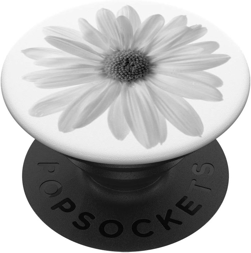 Black and White Daisy Flower PopSockets PopGrip: Swappable Grip for Phones & Tablets