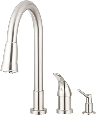 Pacific Bay Grandview Pull-Down Kitchen Sink Faucet with Soap Dispenser Brushed Satin Nickel