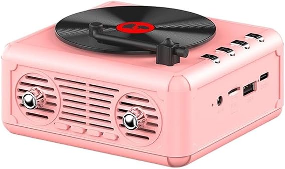 Retro CD Player Portable FM Player USB DC 5V Retro Player 118 * 118 * 65mm Versatile Connectivity Speaker(Pink)
