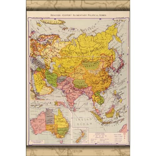 History Galore 24x36 Gallery Poster, map of asia 1934