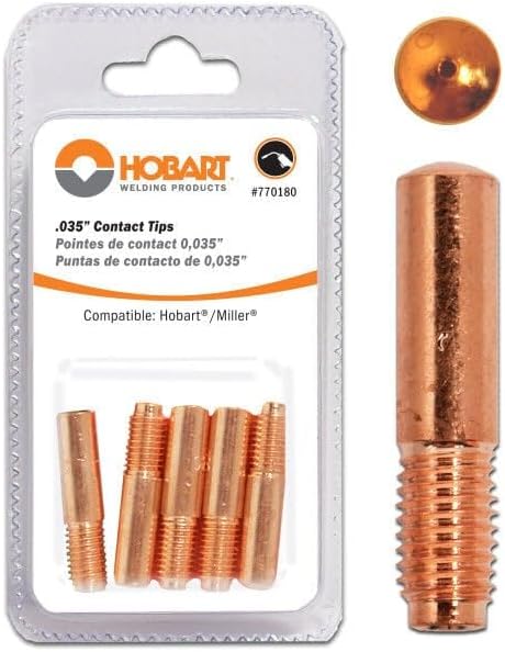 Hobart .035 in MIG Contact Tips for Miller/Hobart Guns | MIG contact tips, .035 in; brass; fits Miller and Hobart MIG welding guns
