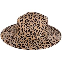MRLAHAT Fedora Leopard Style Women and Men Flat Wide Brim Warm Felt Retro Style Panama Hat