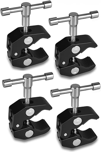 Super Clamp - 4 Pack with 1/4 and 3/8 Thread Crab Clamps for DSLR Rig Camera Monitor LED Light Microphones Photography