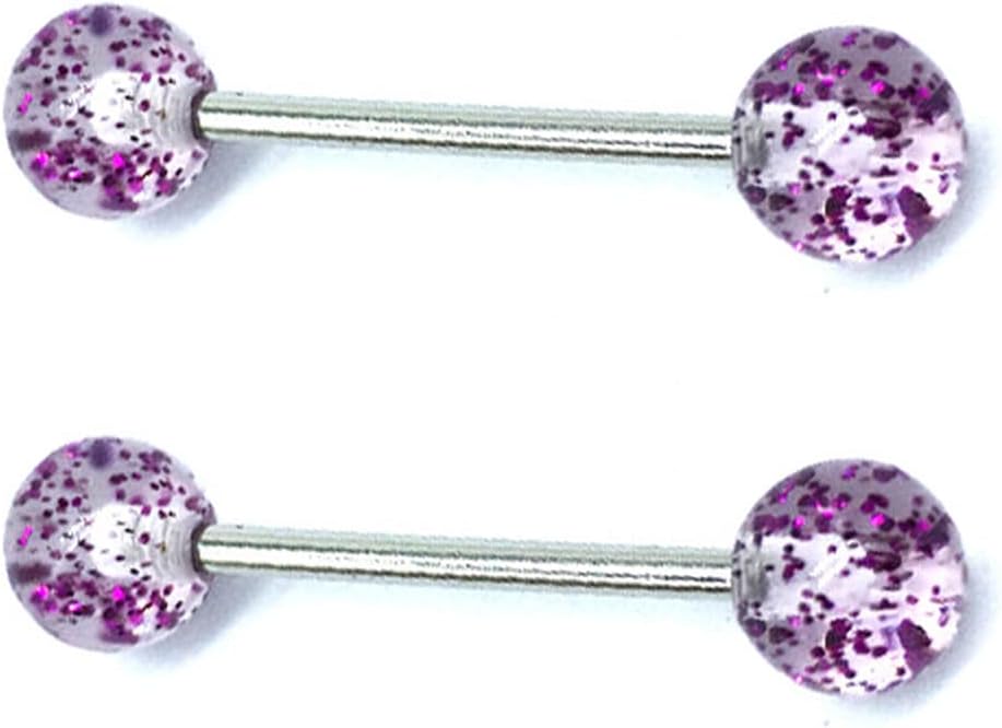 14G Stainless Steel Nipple Rings Colorful Bioplast Straight Barbell Bars Tongue Ring 16mm(1.6Inch) Body Piercing Jewelry