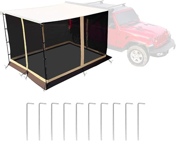 leaveshade Car Awning Room Deluxe Mesh Screen SUV Room for Heavy Duty Car Rooftop Side Tent 2500x2500 mm 8'3''x8'3'' Innovated Premium Material Waterproof, UV Block, Oxford Fabric