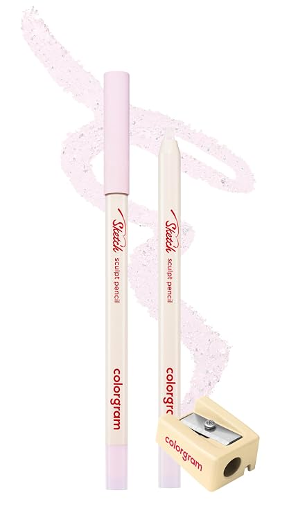 COLORGRAM SKETCH SCULPT PENCIL 07 UNICORN PINK GLITTER | Multi-Use Facial Drawing Pencil for Eyeliner, Overlip, Browbone, Eyewhole Makeup | Long-Lasting, Smudge-Proof | Includes Built-in Sharpener