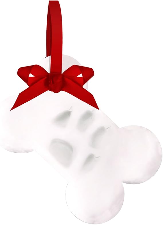 Bone-Shaped Pet Paw Print Clay Christmas Ornament Kit
