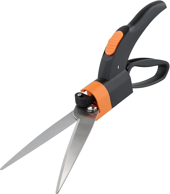 Grass Shears Handheld, Grass Clipper Cutter Plant Cutting Scissors, Ultra-Sharp Grass Shears Manual, Multifunction Gardening Trimming Shears, 360 Degree Swivel Blades for Garden, Lawn Edges