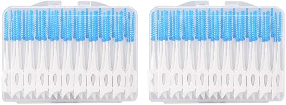 ZJchao Interdental Brushes, Toothpicks Plastic Gum Soft Picks 80 Piece Disposable Toothpicks Professional Dental Plastic Brushes,Blue,white,4.7 x 0.7cm / 1.9 x 0.3inch