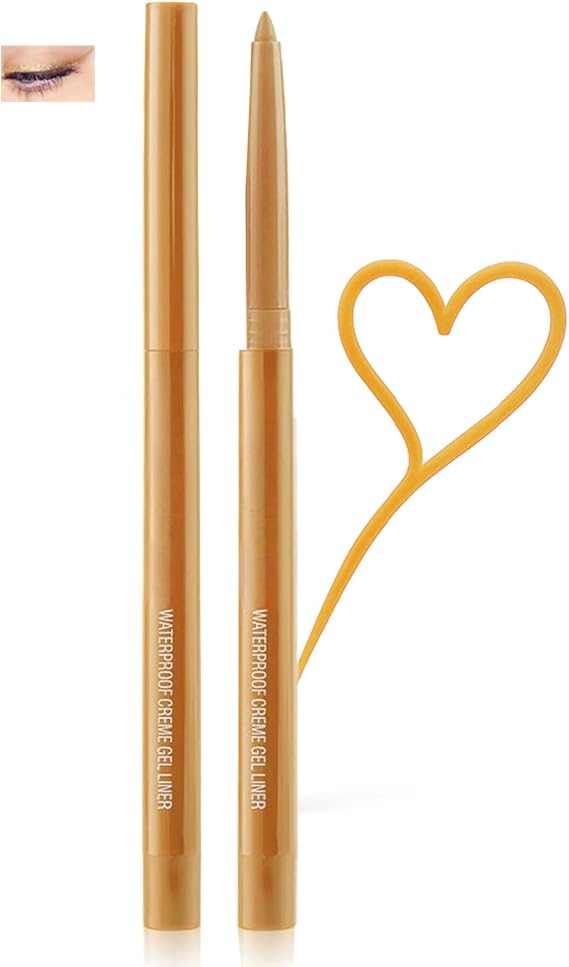 Metallic Shine Waterproof Eyeliner Pencil Long-Lasting Smudge-Proof Eye Liners for Party Makeup, Quick-Dry Gel Formula for Precise Lines (14#Golden Gleam)