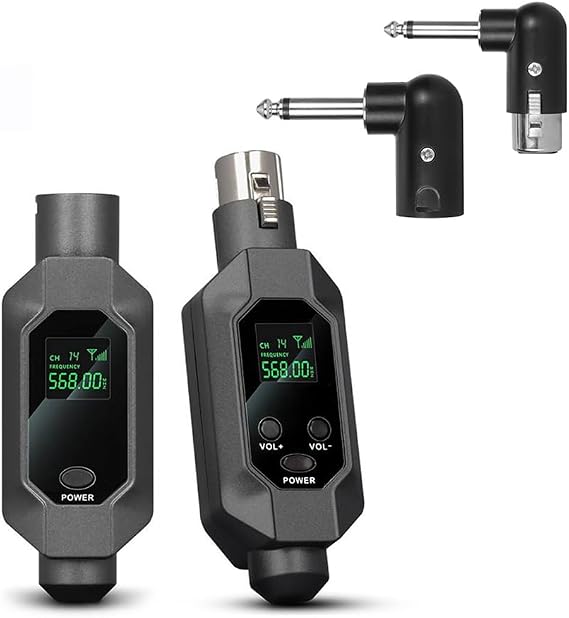 2.4G Wireless XLR Microphone Transmitter and Receiver, 8-Hour Battery Life. Suitable for Condenser Microphones, Dynamic Microphones, Mixers, etc
